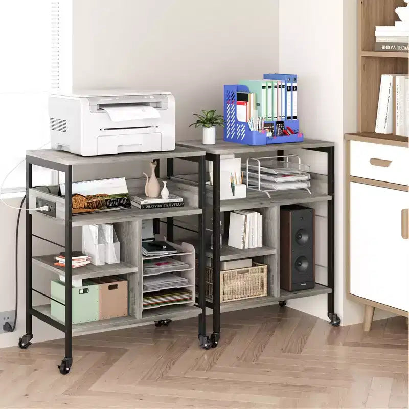 Supporto grande per stampante, tavolo per stampante mobile con ripiano portaoggetti, carrello porta stampante a 4 livelli con ruote per ufficio domestico