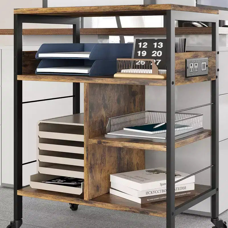 Supporto grande per stampante, tavolo per stampante mobile con ripiano portaoggetti, carrello porta stampante a 4 livelli con ruote per ufficio domestico