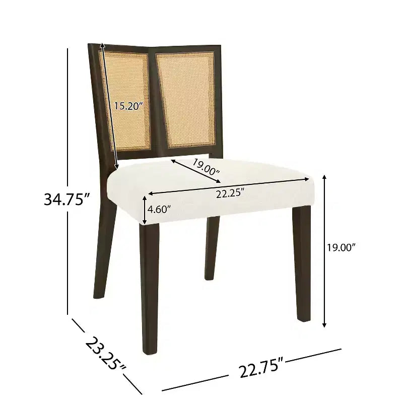 Christopher Knight Home Hassan sedie da pranzo imbottite in legno di gomma con cinghie in rattan (set da 2)