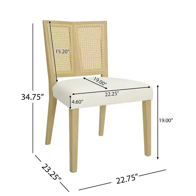 Christopher Knight Home Hassan sedie da pranzo imbottite in legno di gomma con cinghie in rattan (set da 2)