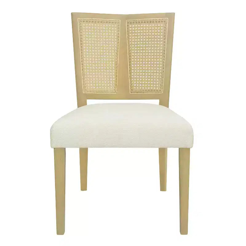 Christopher Knight Home Hassan sedie da pranzo imbottite in legno di gomma con cinghie in rattan (set da 2)