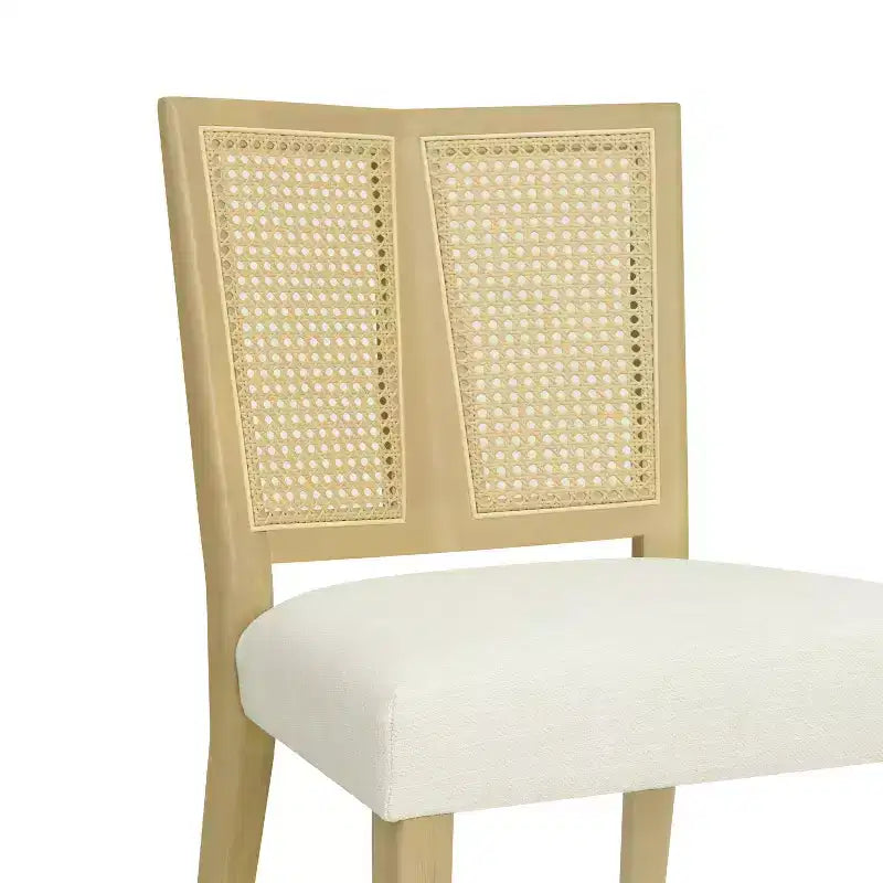 Christopher Knight Home Hassan sedie da pranzo imbottite in legno di gomma con cinghie in rattan (set da 2)