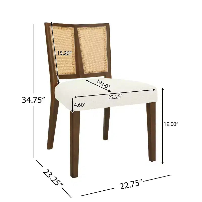 Christopher Knight Home Hassan sedie da pranzo imbottite in legno di gomma con cinghie in rattan (set da 2)