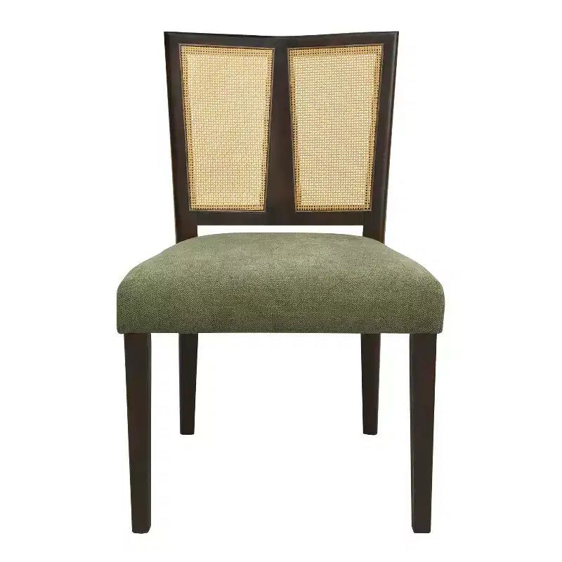 Christopher Knight Home Hassan sedie da pranzo imbottite in legno di gomma con cinghie in rattan (set da 2)
