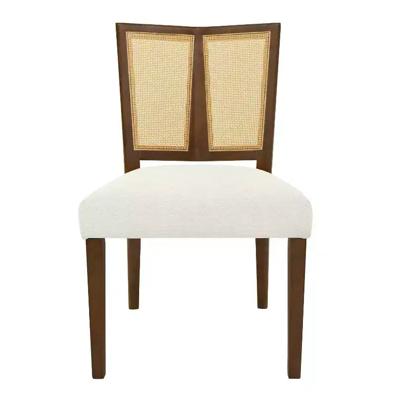 Christopher Knight Home Hassan sedie da pranzo imbottite in legno di gomma con cinghie in rattan (set da 2)