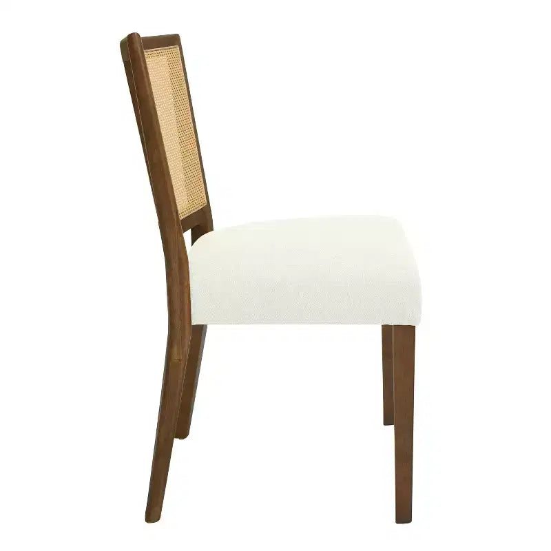 Christopher Knight Home Hassan sedie da pranzo imbottite in legno di gomma con cinghie in rattan (set da 2)