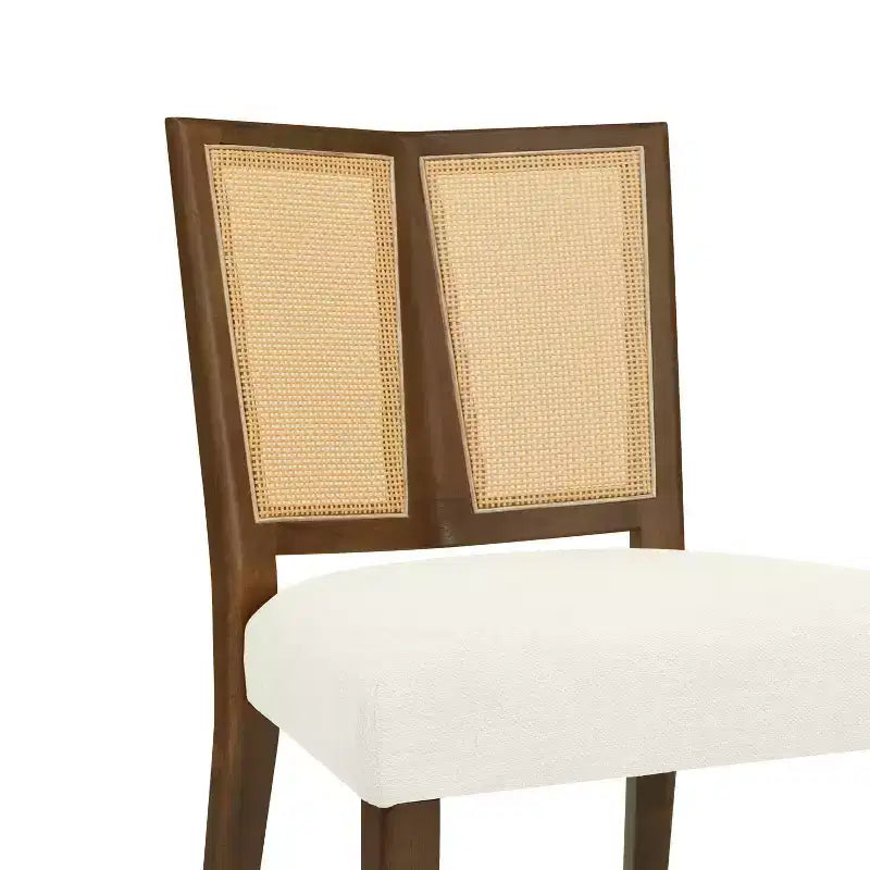 Christopher Knight Home Hassan sedie da pranzo imbottite in legno di gomma con cinghie in rattan (set da 2)