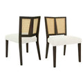 Christopher Knight Home Hassan sedie da pranzo imbottite in legno di gomma con cinghie in rattan (set da 2)