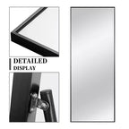 Specchio a figura intera rettangolare nero con bordo sottile in lega di alluminio, 64,2 x 21,3 x 0,6 (con staffa)