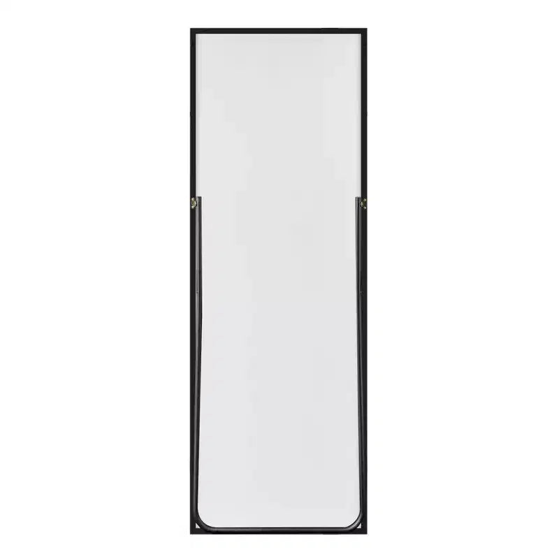 Specchio a figura intera rettangolare nero con bordo sottile in lega di alluminio, 64,2 x 21,3 x 0,6 (con staffa)
