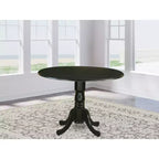 HomeStock Dining Table Made of Rubber Wood with Two 9 Inch Drop Leaves