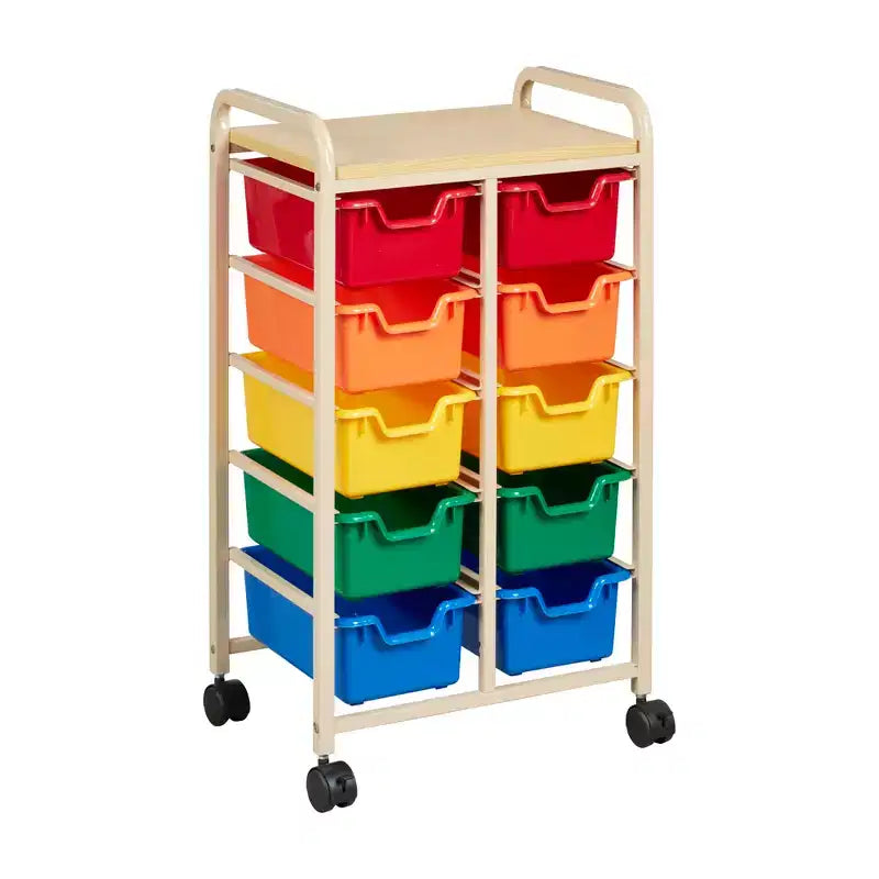 ECR4Kids Mobile Storage Organizer and Removable Plastic Bins, Kids Furniture