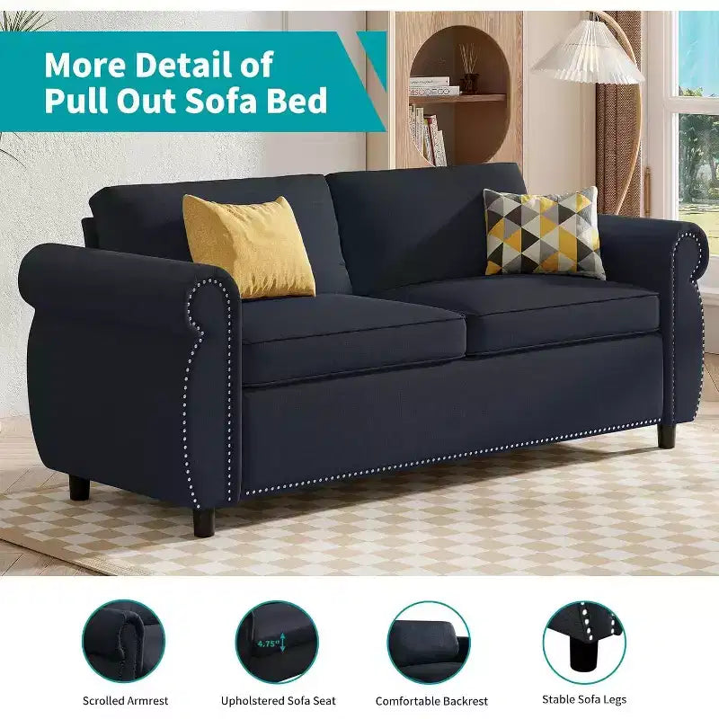 Mjkone Divano Letto Estraibile Queen Size, Divano Letto Convertibile 2-in-1 con Materasso in Memory Foam