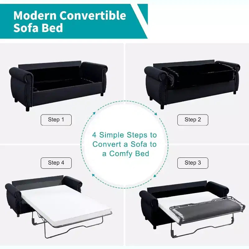 Mjkone Divano Letto Estraibile Queen Size, Divano Letto Convertibile 2-in-1 con Materasso in Memory Foam