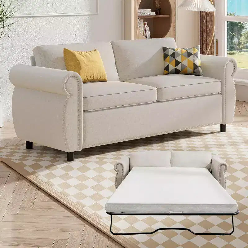 Mjkone Divano Letto Estraibile Queen Size, Divano Letto Convertibile 2-in-1 con Materasso in Memory Foam