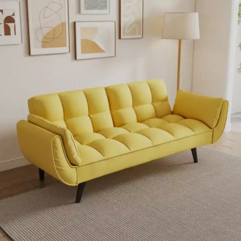 57 Inch Yellow Sofa Soft Two Armrests Throw Pillow Pillow Comfortable Fit Apartment Bedroom Small Space