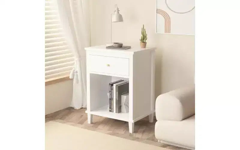 GDFStudio Cliff Comodino in legno da 68 cm con cassetto e ripiano