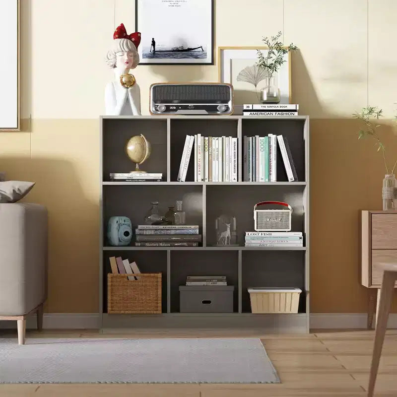Famapy Multi - Width Gray Modern Bookshelf with Anti - Tipping Device