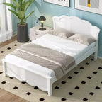 Letto a piattaforma singolo/matrimoniale, struttura in legno con testiera e letto estraibile singolo, bianco - ModernLuxe