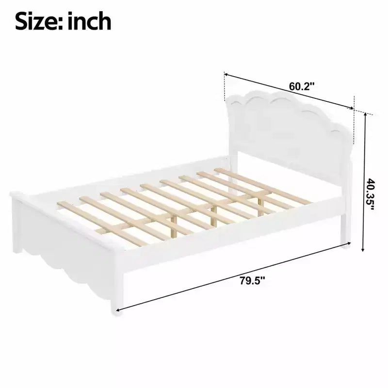 Letto a piattaforma singolo/matrimoniale, struttura in legno con testiera e letto estraibile singolo, bianco - ModernLuxe