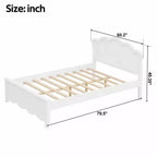 Letto a piattaforma singolo/matrimoniale, struttura in legno con testiera e letto estraibile singolo, bianco - ModernLuxe