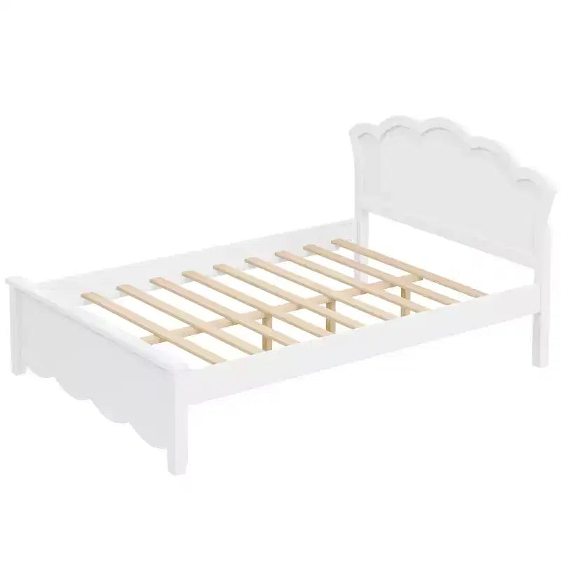 Letto a piattaforma singolo/matrimoniale, struttura in legno con testiera e letto estraibile singolo, bianco - ModernLuxe