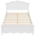 Letto a piattaforma singolo/matrimoniale, struttura in legno con testiera e letto estraibile singolo, bianco - ModernLuxe