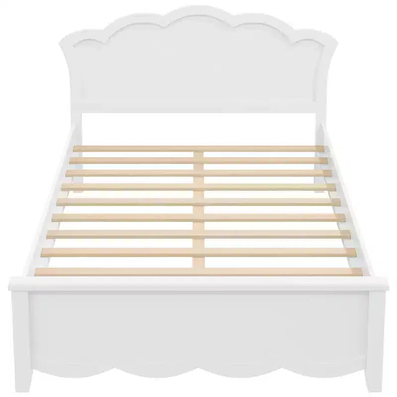 Letto a piattaforma singolo/matrimoniale, struttura in legno con testiera e letto estraibile singolo, bianco - ModernLuxe