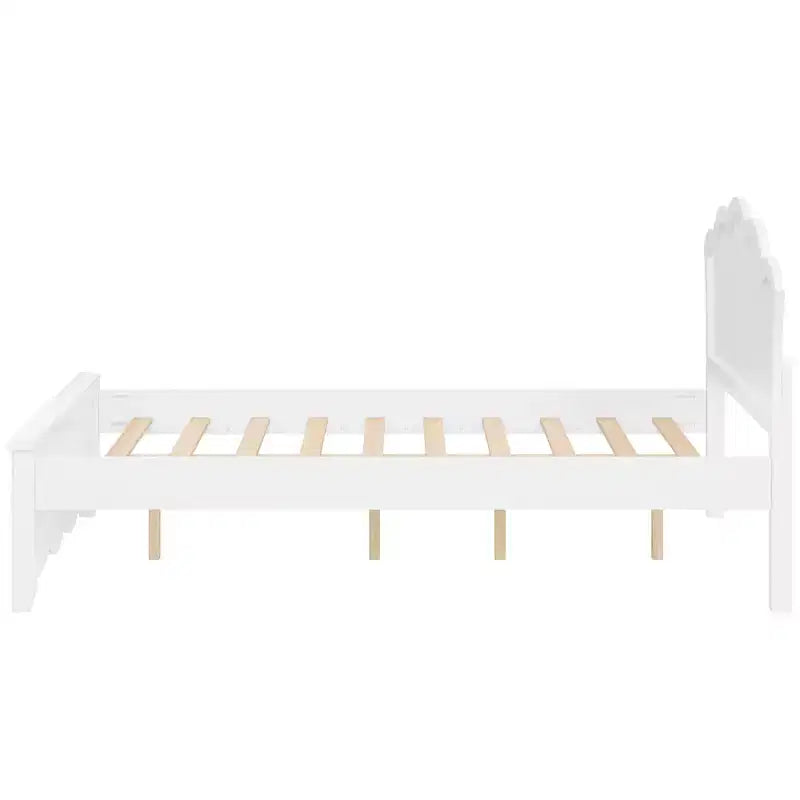 Letto a piattaforma singolo/matrimoniale, struttura in legno con testiera e letto estraibile singolo, bianco - ModernLuxe
