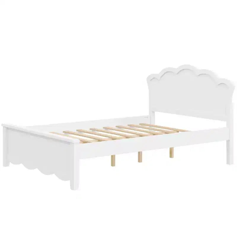 Letto a piattaforma singolo/matrimoniale, struttura in legno con testiera e letto estraibile singolo, bianco - ModernLuxe