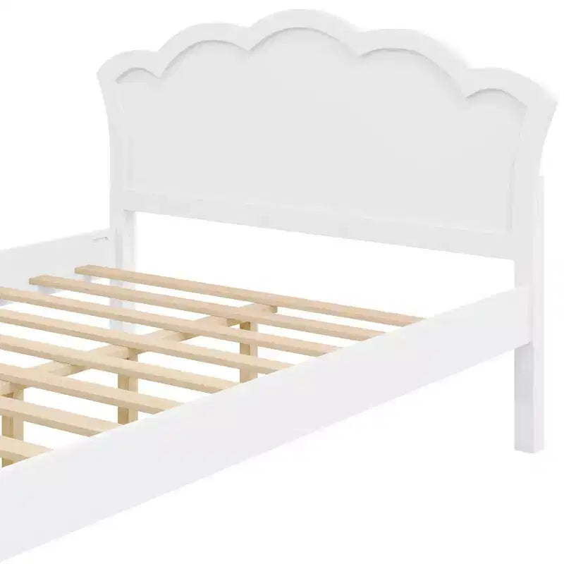 Letto a piattaforma singolo/matrimoniale, struttura in legno con testiera e letto estraibile singolo, bianco - ModernLuxe