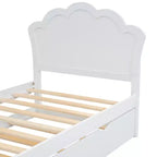 Letto a piattaforma singolo/matrimoniale, struttura in legno con testiera e letto estraibile singolo, bianco - ModernLuxe