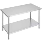 VEVOR Stainless Steel Prep Table, 30 x 60 x 34 Inch, 910 lbs Load Capacity, Heavy Duty Metal Worktable with 3 Adjustable Height Levels