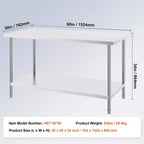Tavolo di Preparazione in Acciaio Inossidabile VEVOR, 76 x 152 x 86 cm, Capacità di Carico 413 kg, Banco da Lavoro in Metallo Resistente con 3 Livelli di Altezza Regolabili