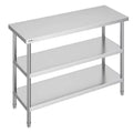 VEVOR Stainless Steel Food Prep Table, 18 x 48 x 34 Inch Commercial Kitchen Worktable, with 2 Adjustable Undershelf, Heavy Duty Prep Table