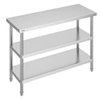 VEVOR Stainless Steel Food Prep Table, 18 x 48 x 34 Inch Commercial Kitchen Worktable, with 2 Adjustable Undershelf, Heavy Duty Prep Table