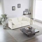 Deep-Seat 2-Seat Sofa: Modern Fabric, 4 Plush Pillows