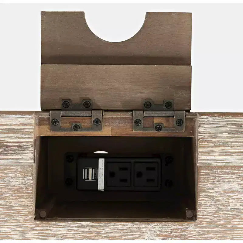 Scrivania Jofran Gramercy Mid-Century Modern Chevron a tre cassetti con ricarica USB