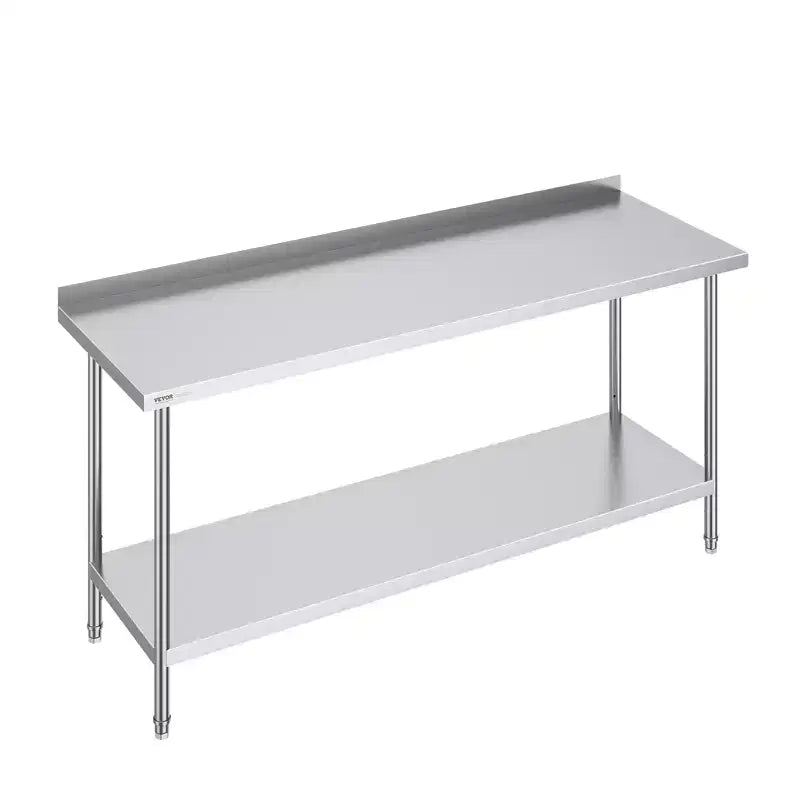 VEVOR 24 x 72 x 36 Inch Stainless Steel Work Table, Commercial Food Prep Worktable Heavy Duty Prep Worktable, Metal Work Table with Adjustable Height