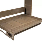 Letto a scomparsa matrimoniale a parete con struttura in legno, armadio, cassetti e ripiani aperti, legno antico -ModernLuxe