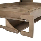 Letto a scomparsa matrimoniale a parete con struttura in legno, armadio, cassetti e ripiani aperti, legno antico -ModernLuxe