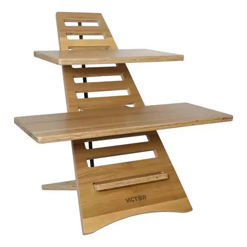 Victor Acacia Wood Laptop Standing Desk with Two Levels