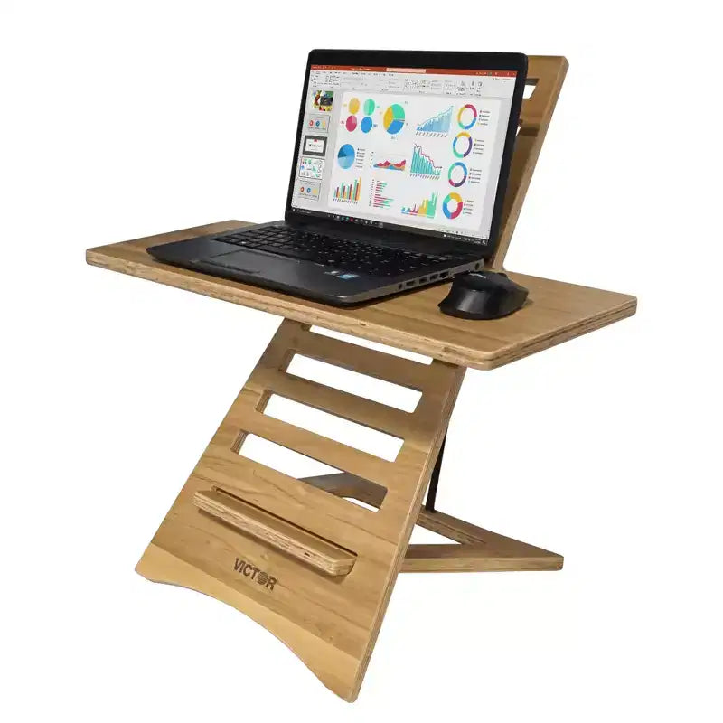 Scrivania rialzata per laptop Victor in legno di acacia a due livelli