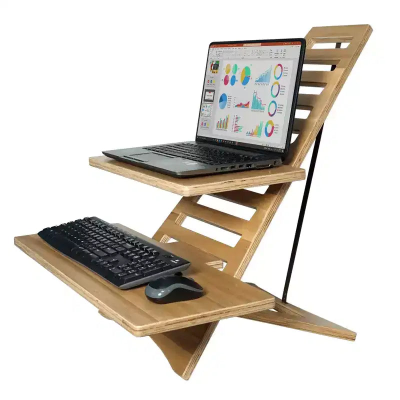 Scrivania rialzata per laptop Victor in legno di acacia a due livelli