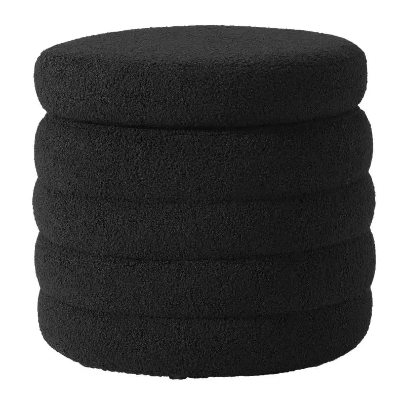 WestinTrends Alexandria Mid-Century Modern Faux Shearling Shearling Round Storage Ottoman