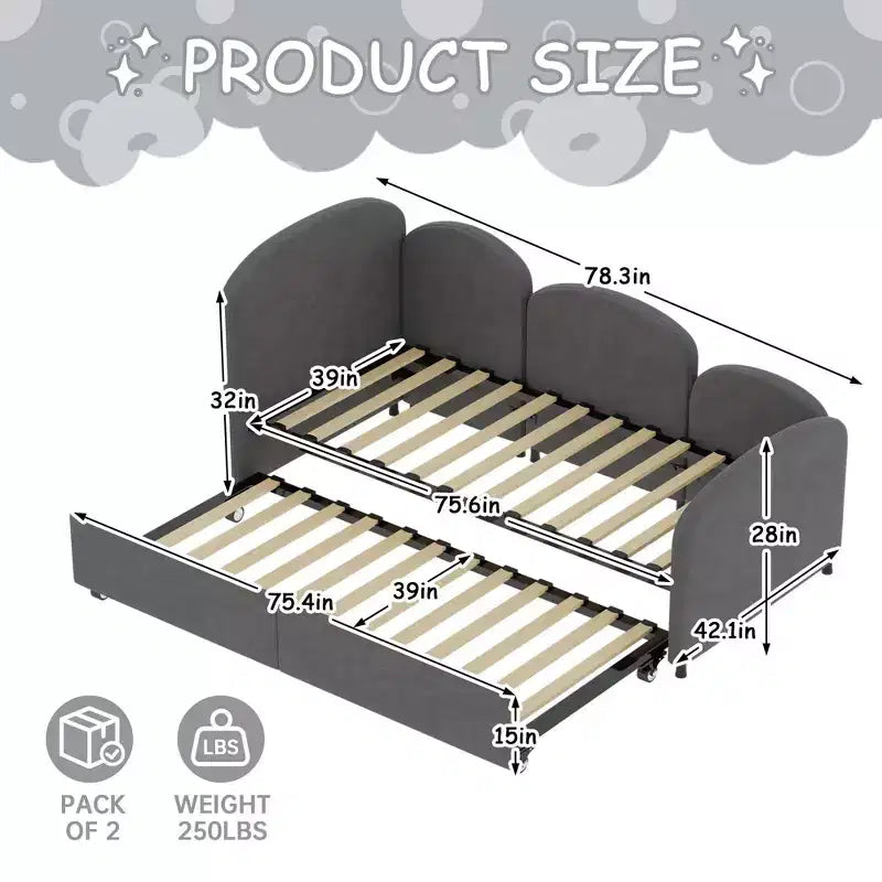 Divano letto singolo versatile con rivestimento in velluto e un'ulteriore struttura letto, perfetto per spazi abitativi moderni