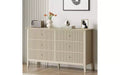 Heynemo Beige 6 Drawer Dresser, Fluted Modern Wood Chest of Drawers, Long Dresser for Bedroom TV Stand Storage Cabinet for Living Room,Beige