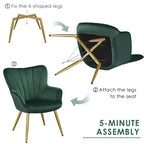 Yaheetech Set di 2 Sedie Accent Moderne Curve Plissettate per Soggiorno, Ufficio, Camera da Letto
