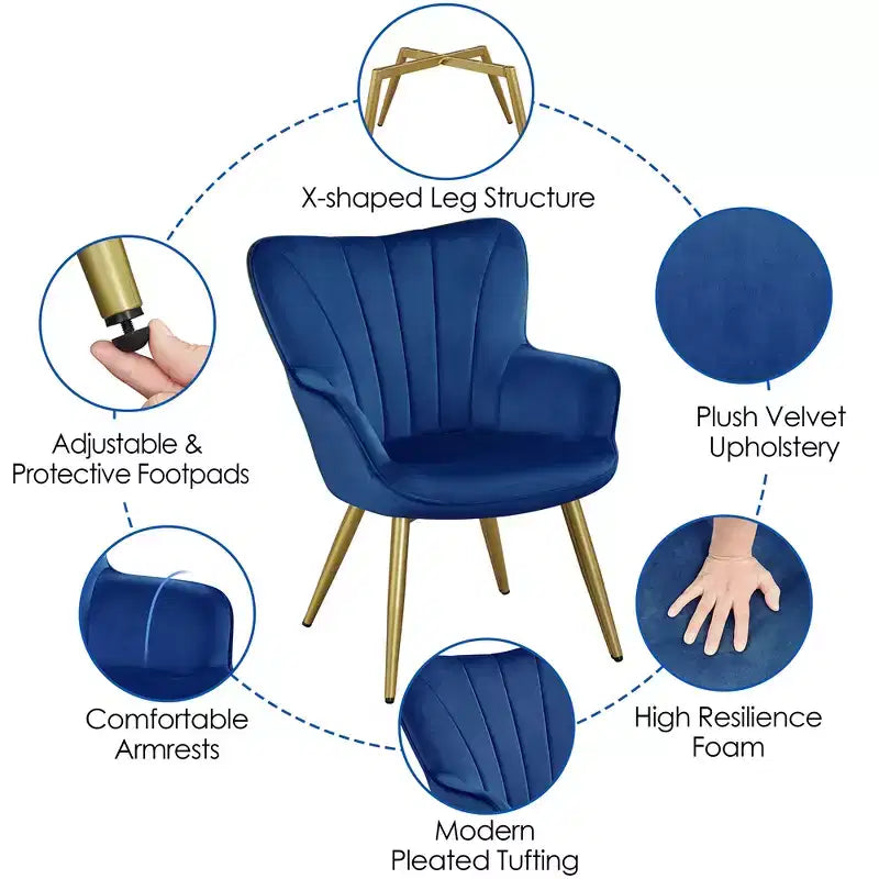 Yaheetech Set di 2 Sedie Accent Moderne Curve Plissettate per Soggiorno, Ufficio, Camera da Letto