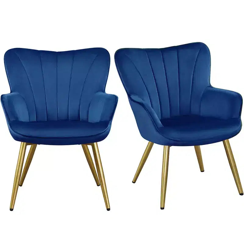 Yaheetech Set of 2 Modern Pleated Curved Accent Chair Set for Living Room, Office, Bedroom